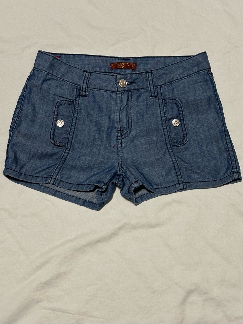 7 For All Mankind Blue Denim Short Shorts